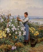 Daniel Ridgeway Knight Chrysanthemums Sweden oil painting artist